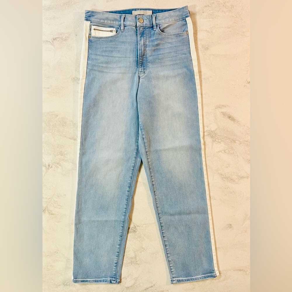 EUC Sculptek Straight Leg Crop in Indigo Stripe Size 10 Tall - Picture 3 of 5
